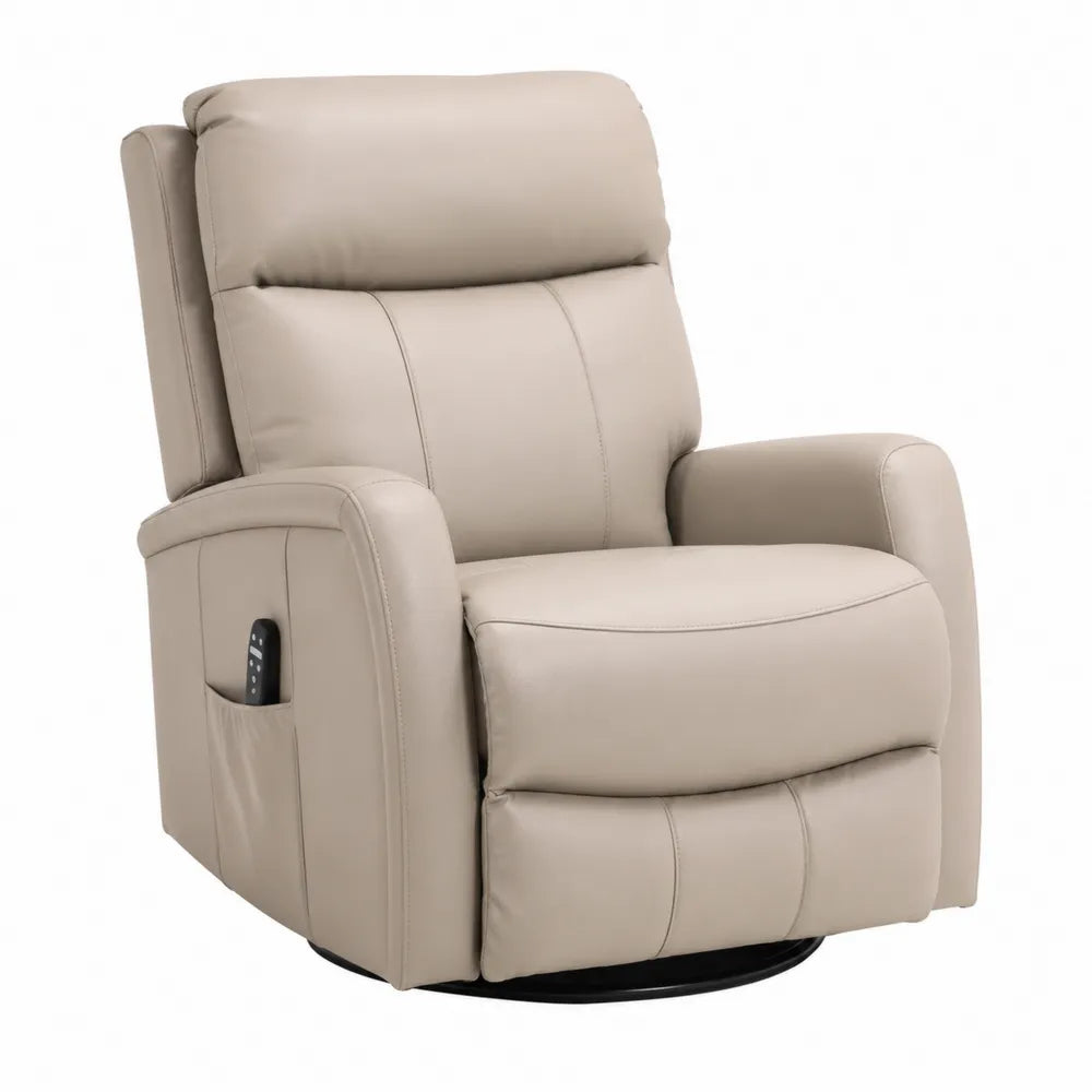 Poltrona reclinabile in pelle sintetica beige con controllo elettrico