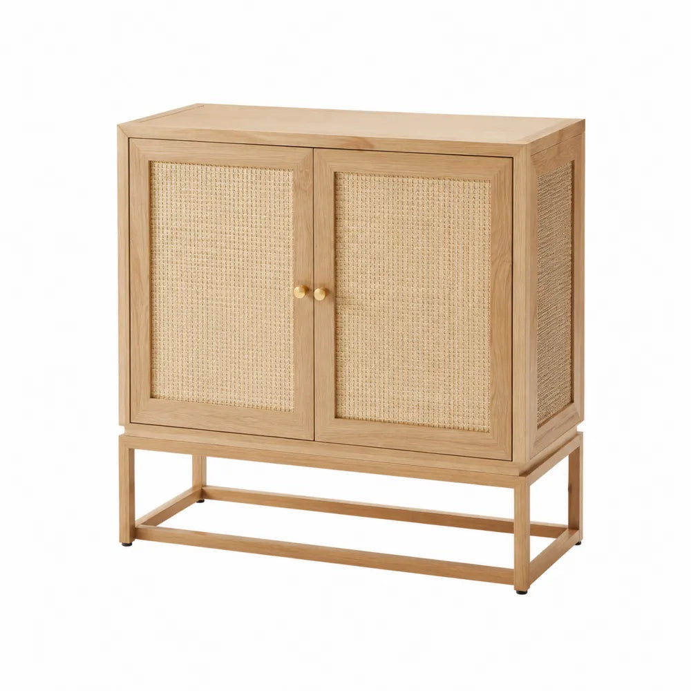 Credenza in Legno e Rattan Naturale