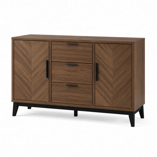 Credenza in Legno di Noce con 2 Ante e 3 Cassetti